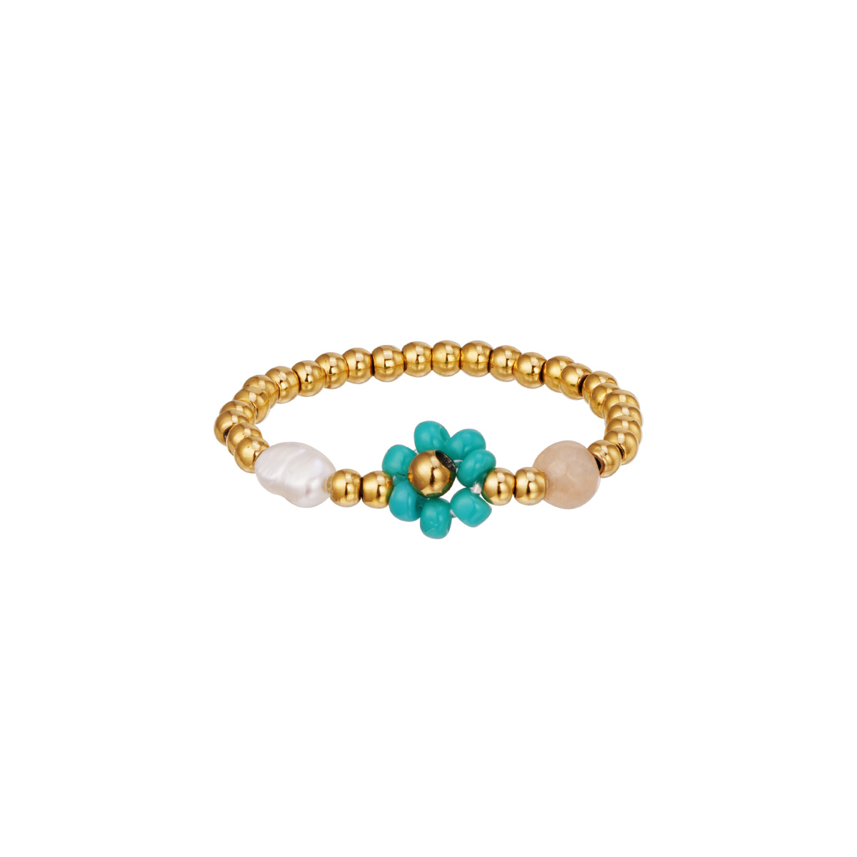 Maar historisch Aanpassen elastische ring madelief met zoetwaterparel - turquoise - SUUS - Handmade  jewellerySUUS – Handmade jewellery