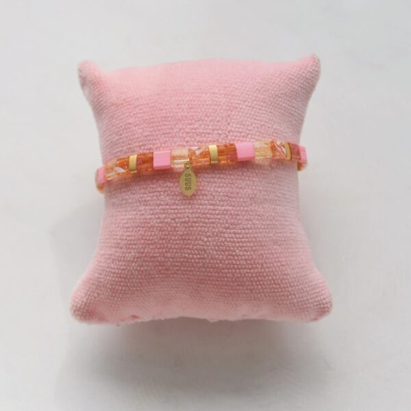 armband platte kralen tie dye - pretty pink