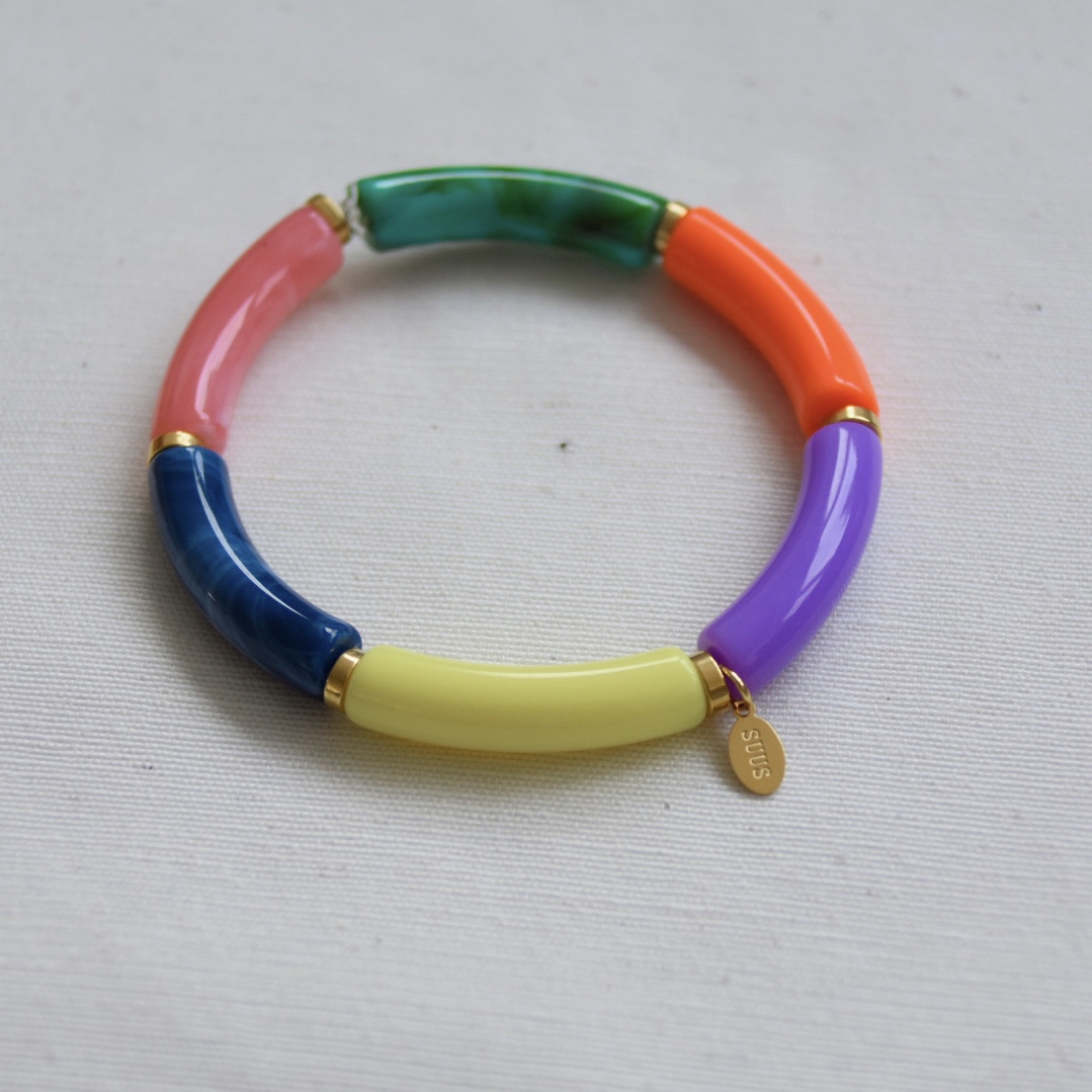 kralen armband acryl tube - multi color