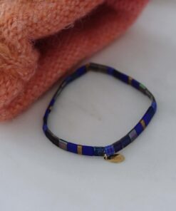 Alternative view of armband platte kralen - azure blue