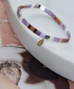 Alternative view of armband platte kralen - lila chic