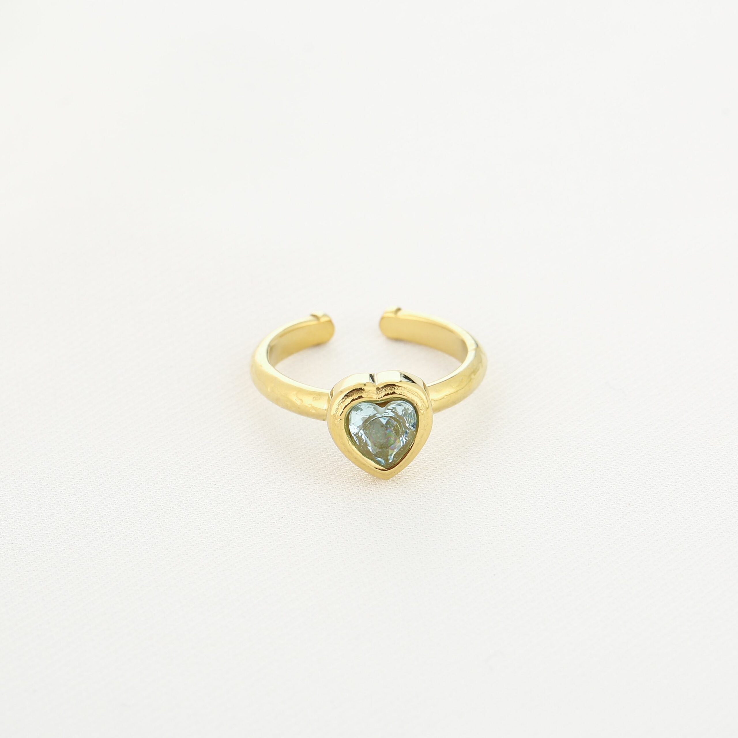 ring grey/green heart