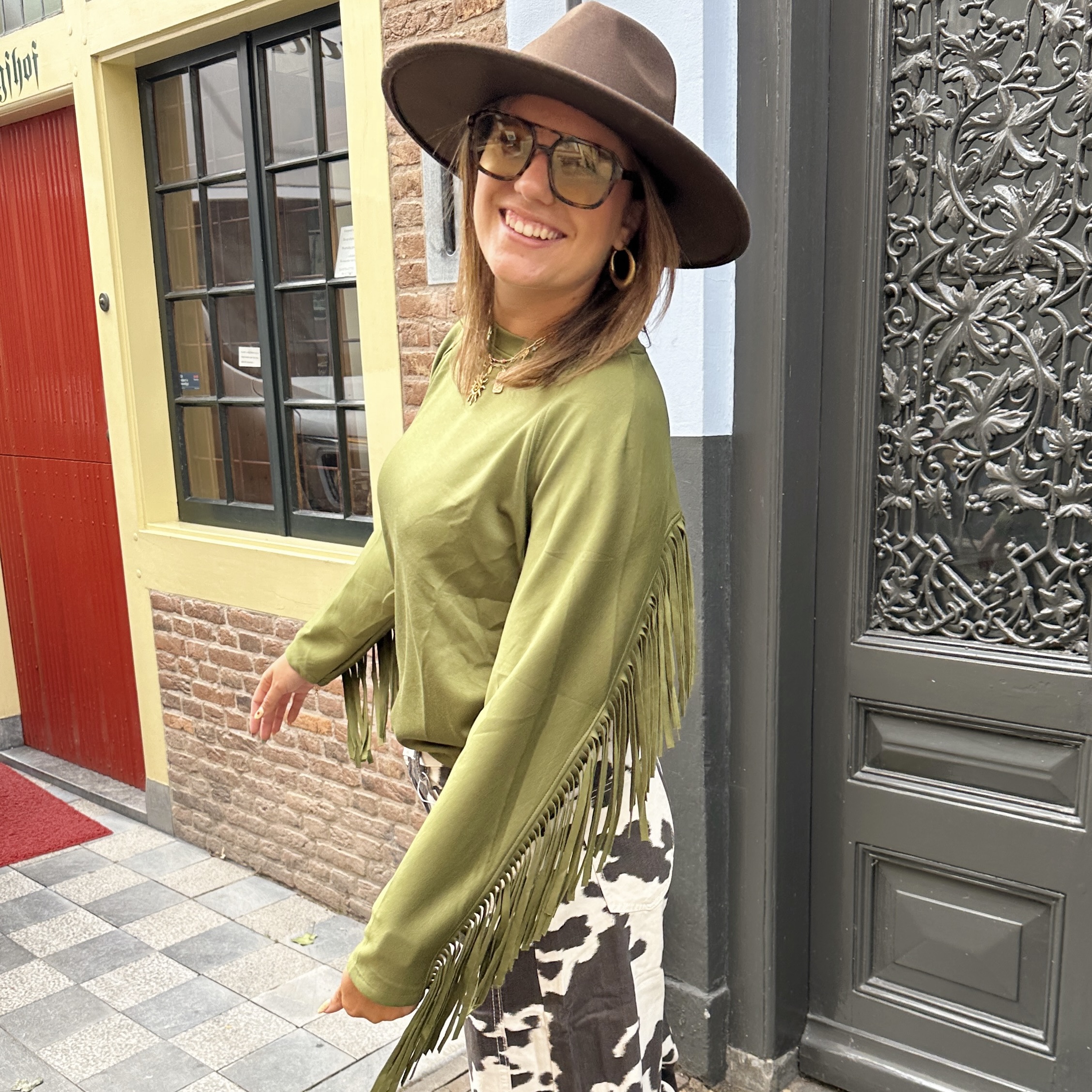 Boho Fringe Trui - groen 3 Boho Fringe Trui - groen - Image 3