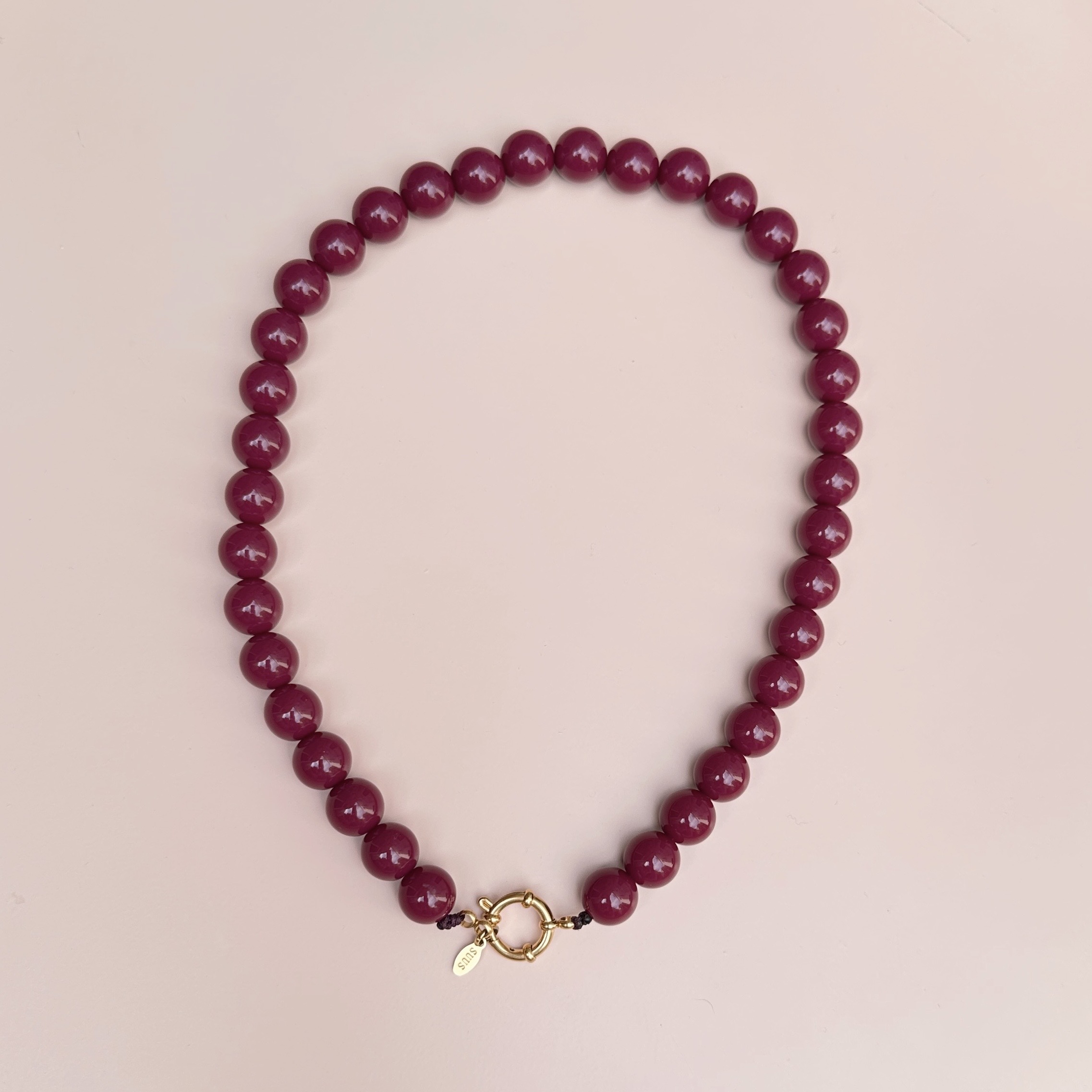 Kralenketting boho dream 10 mm - aubergine 1 Kralenketting boho dream 10 mm - aubergine