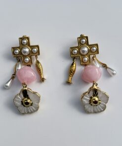Oorbellen Pearl Cross Blossom