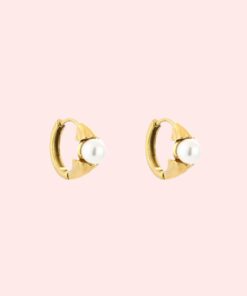 Oorbellen Pearl Embrace Hoops Gold