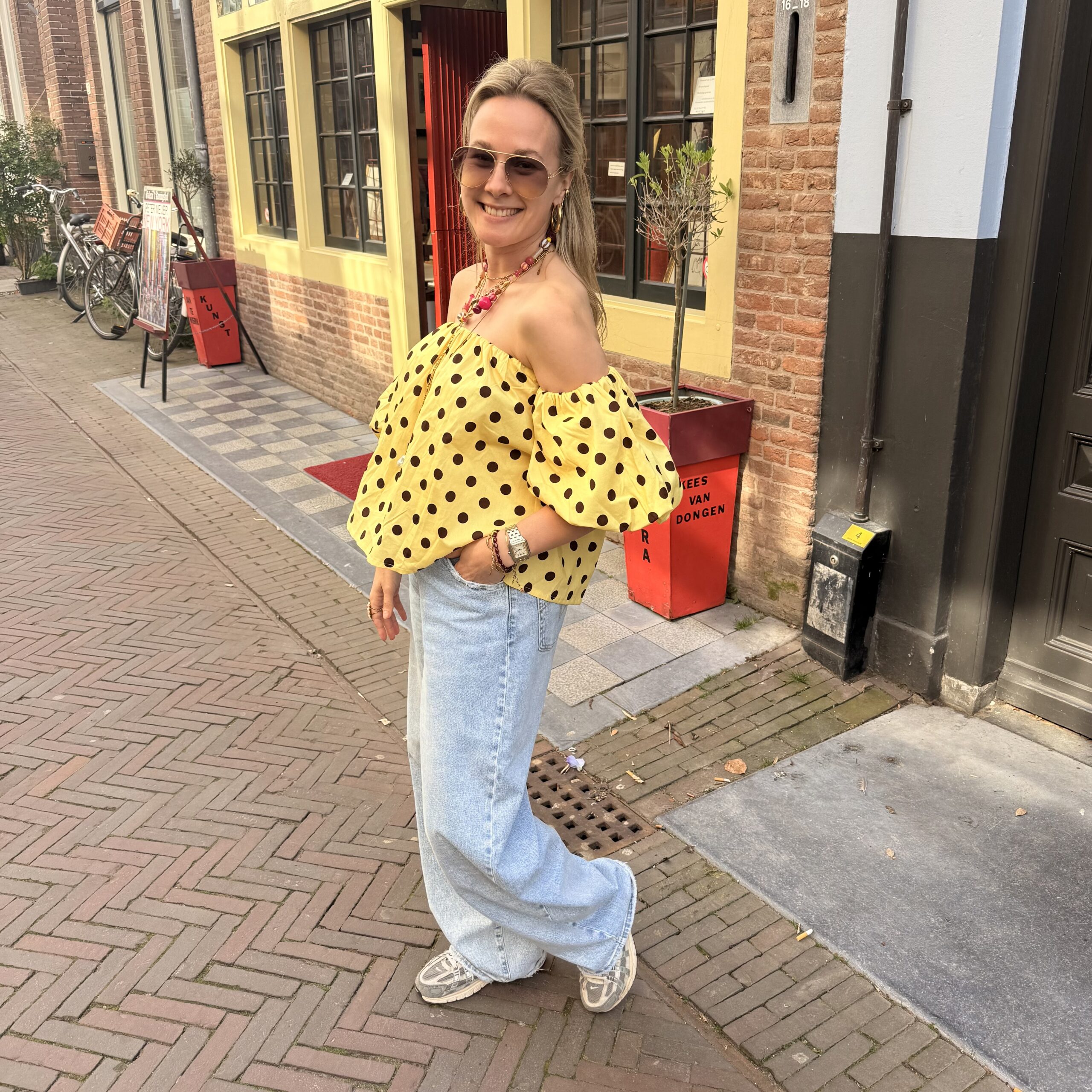 Top Polka Breeze Geel 1 Top Polka Breeze Wit