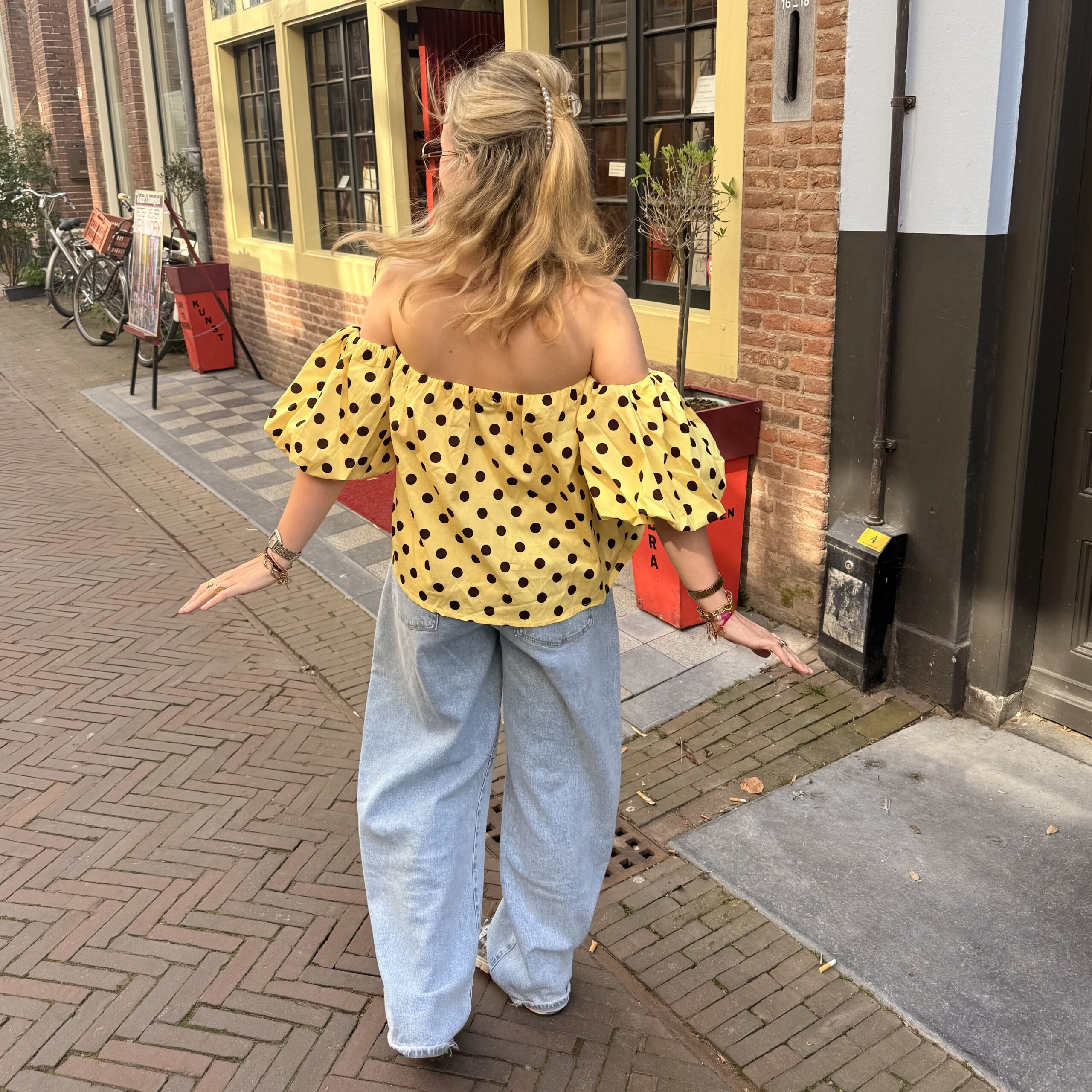 Top Polka Breeze Geel 2 Top Polka Breeze Wit