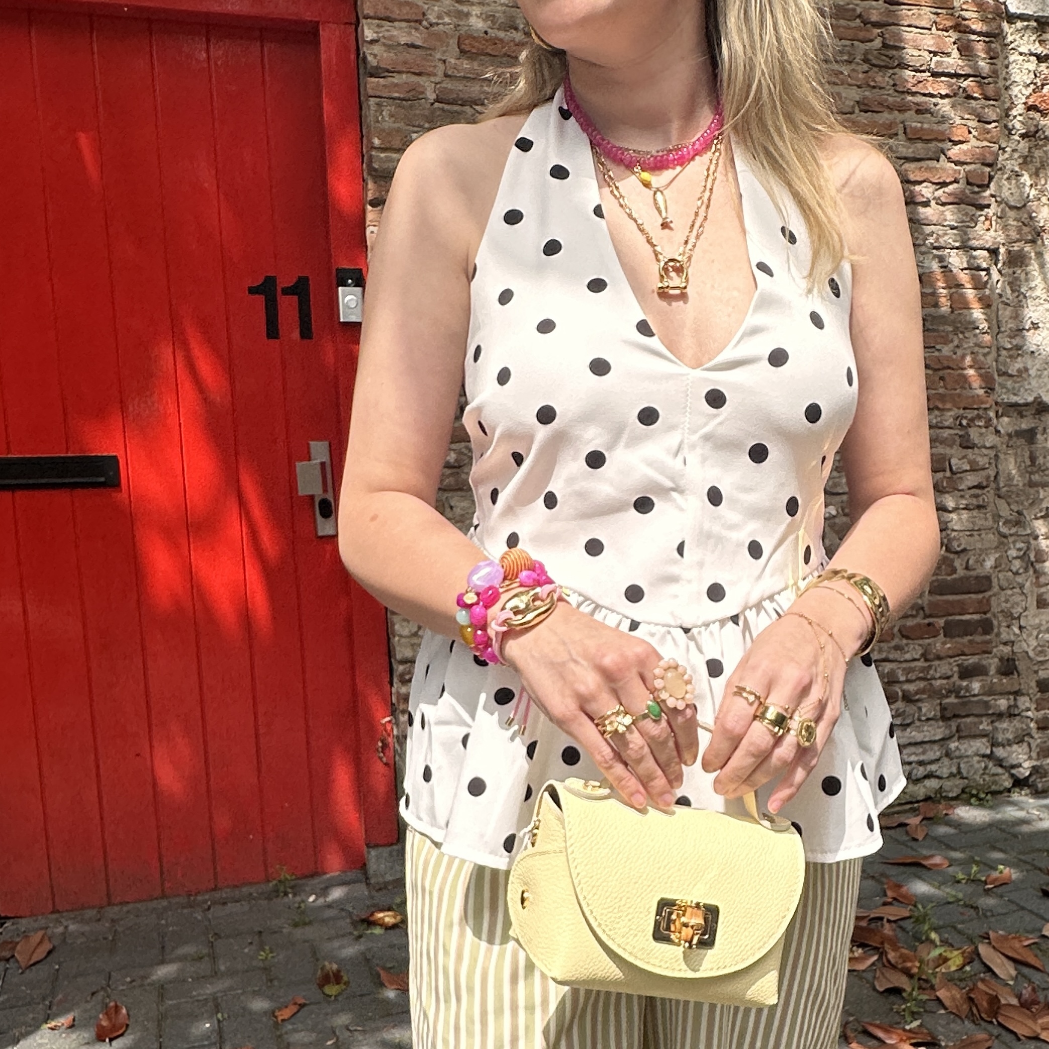 polka dot top - bruin/wit 1 polka dot top - bruin/wit